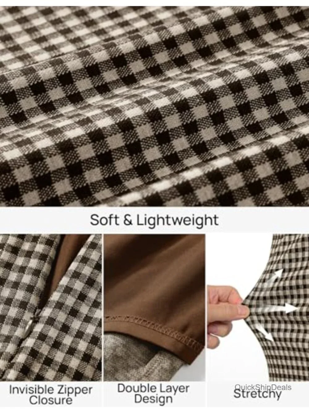 High Waist Bodycon Plaid Mini Skirt with Built-in Shorts for Women